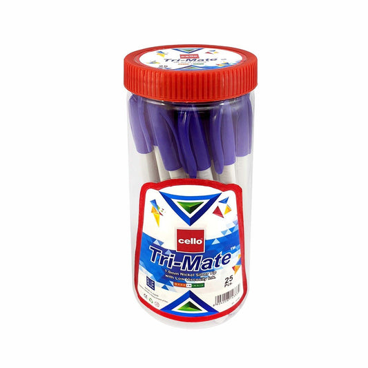 Cello Tri-Mate Pens Blue Color 25 Pack || علبة اقلام حبر سيلو تراي ميت ٢٥ قلم لون ازرق