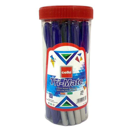 Tri-Mate Cello Pens 25 Pk || مجموعة اقلام حبر ازرق سيلو ٢٥ قلم