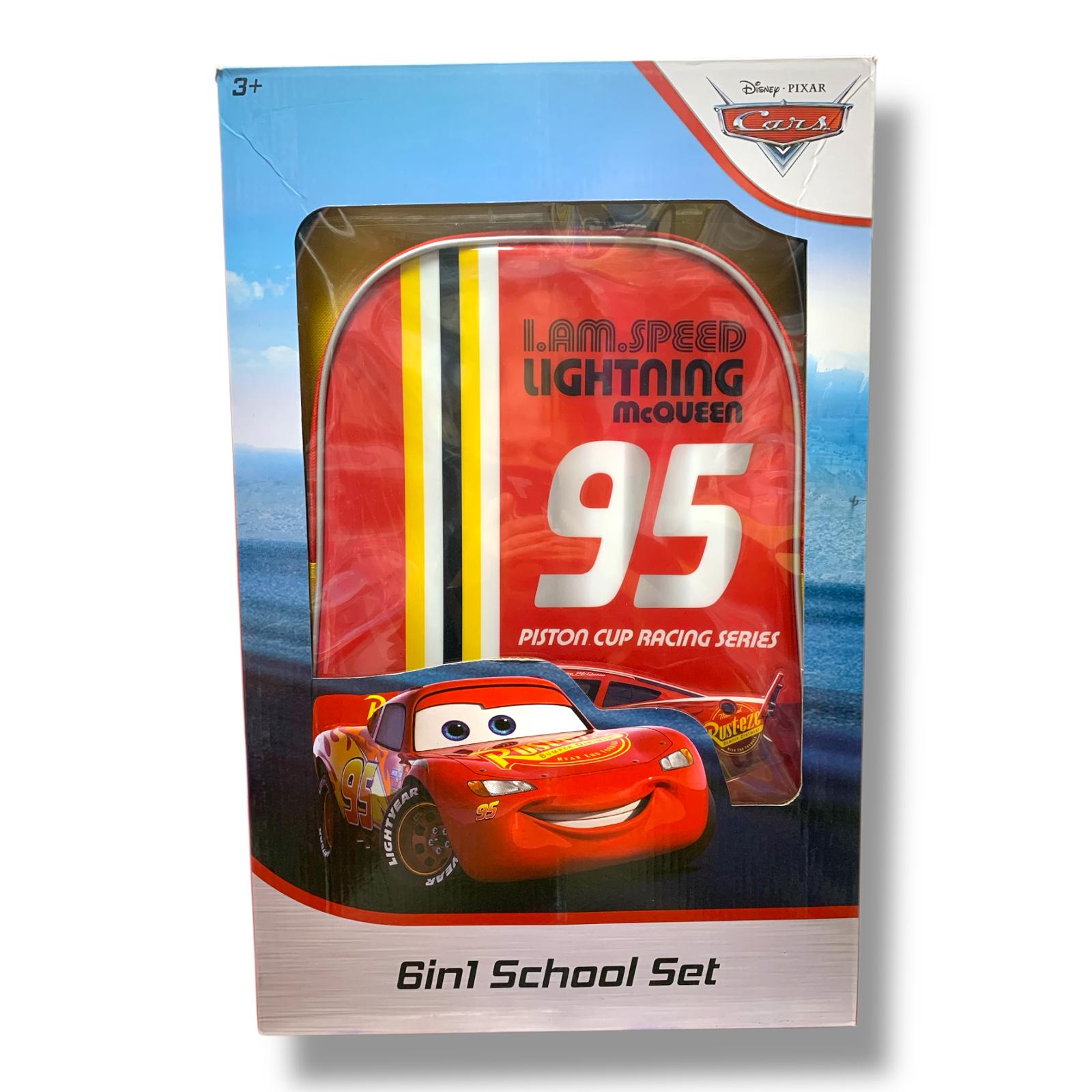 Cars 5 in 1 School Set 18" Trolley Bag Lunch Bag Pencil Case Lunch Box Water Bottle  || بوكس العودة للمدرسة 5 قطع جنطة ترولي كبيرة 18 انش شنطة اكل مقلمة لانش بوكس مطارة ماء كارز