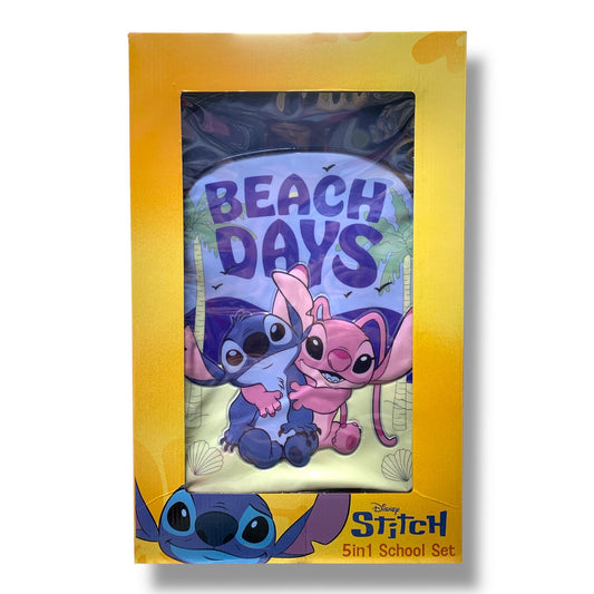 Stitch 5 in 1 School Set 18" Trolley Bag Lunch Bag Pencil Case Lunch Box Water Bottle  || بوكس العودة للمدرسة 5 قطع جنطة ترولي كبيرة 18 انش شنطة اكل مقلمة لانش بوكس مطارة ماء ستيتش