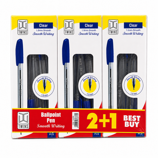 Twins Pens Package Clear 3 Pack || مجموعة اقلام حبر توينز كلير 3 باكيت