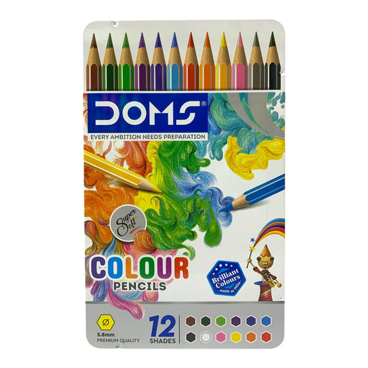 DOMS 12 Color Pencils Set Super Soft Lead for Smooth Coloring || الوان خشبية دومز 12 لون راس رصاص ناعم