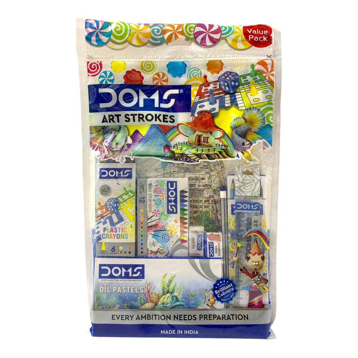 DOMS Art Strokes Value Pack Art Kit for Kids & Students 10 Pcs || مجموعة دومز للفنية للطلبة والفنانيين 10 قطعة