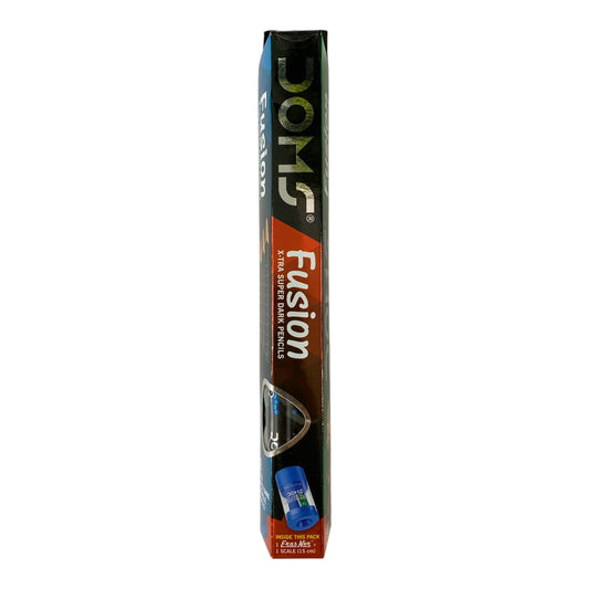 DOMS Fusion Super Dark Pencils 12-Pack with Eraser and Sharpener || اقلام رصاص دومز 12 قلم مع مساحة و براية