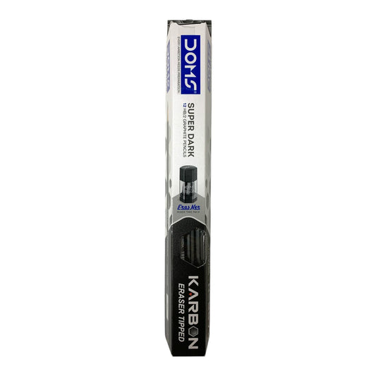 DOMS KARBON Super Dark Eraser Tipped Pencils 12-Pack || قلم رصاص دومز كاربون 12 قلم مع مساحة