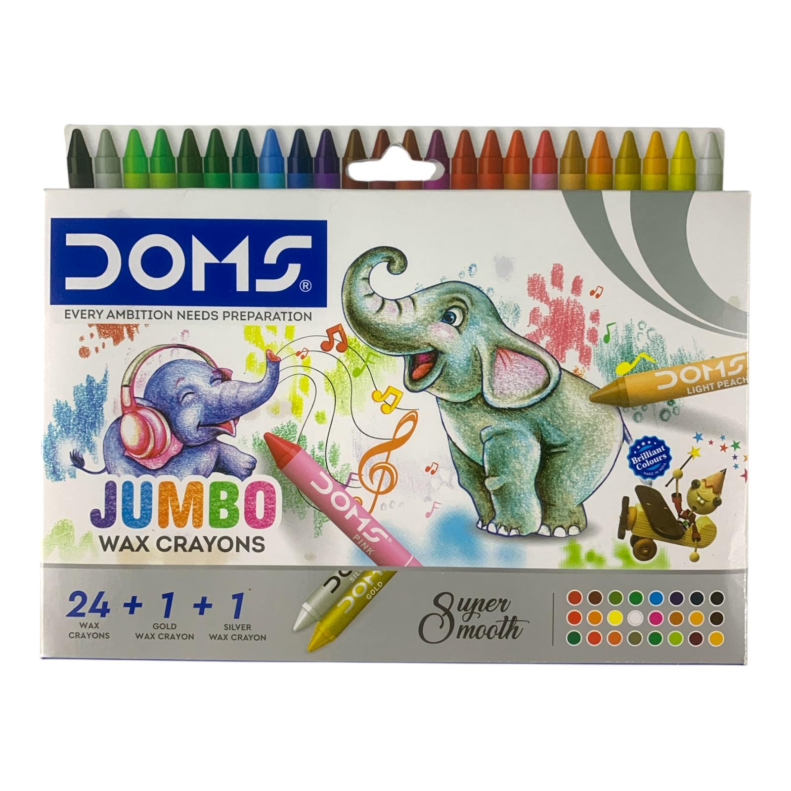 DOMS Jumbo Wax Crayons 24+1+1 Set || الوان شمعية جامبو 24+1+1 لون