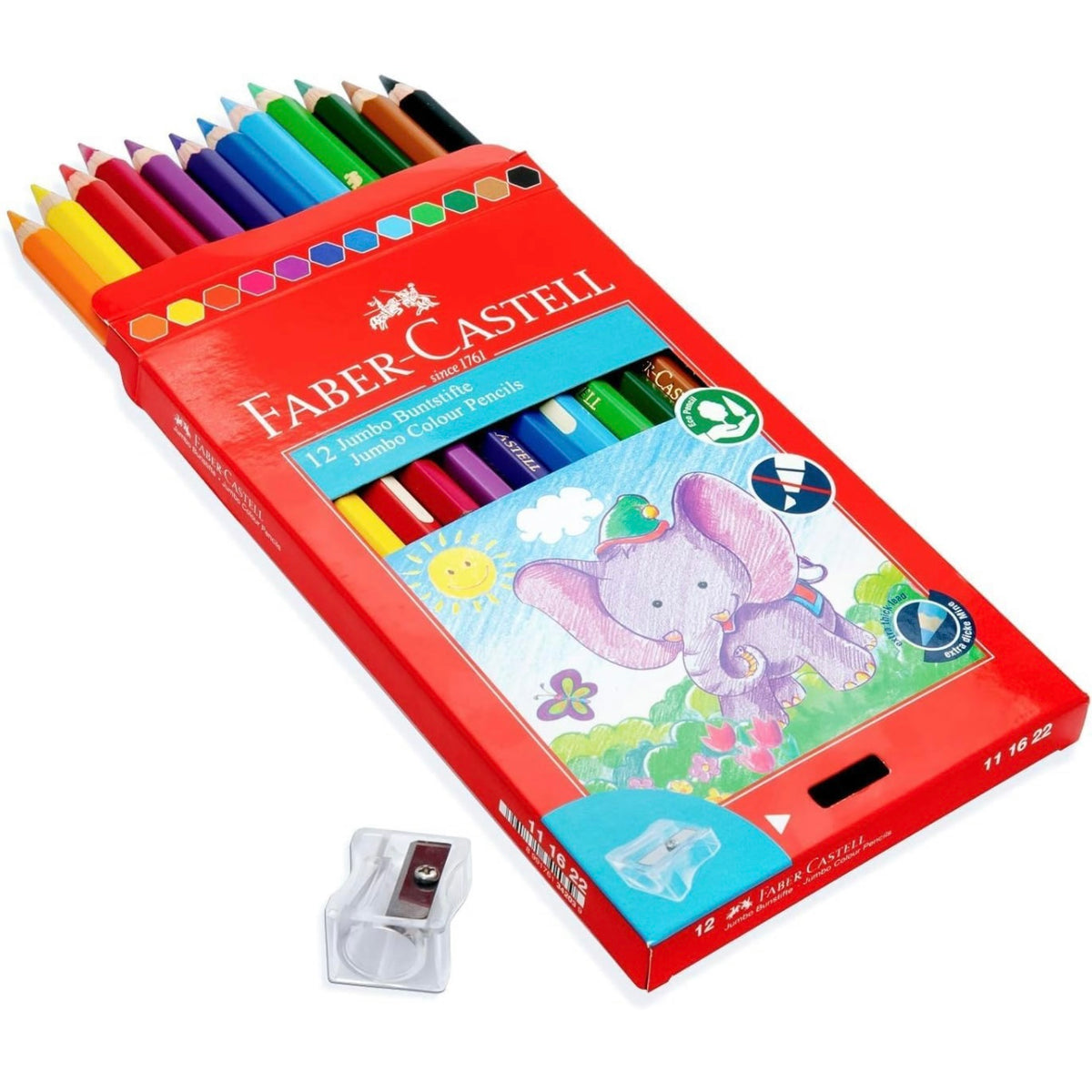 Faber Castell Jumbo Colored Pencils 12 Colors || الوان خشبية فيبر كاستل جامبو ١٢ لون