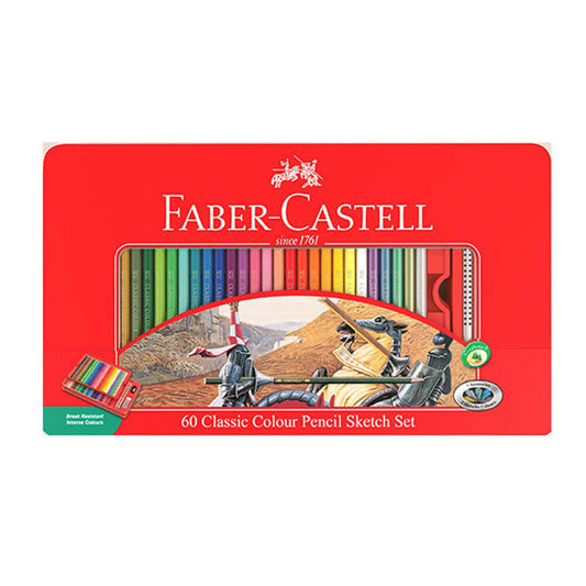 Faber Castell 60 Classic Color Pencils Metal Tin Case Box || الوان خشبيه فيبر كستل 60 لون علبه حديد