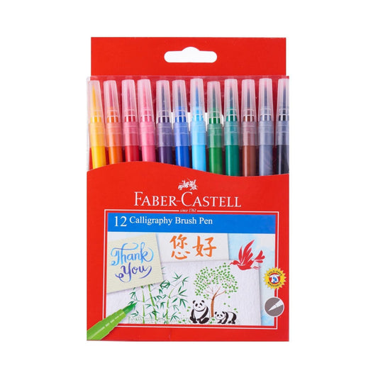 Faber-Castell Calligraphy Brush Pens, 12 Colors || أقلام فرشاة للخط فابر كاستل، 12 لونًا