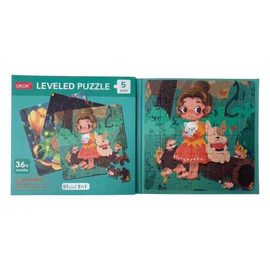 Leveled Puzzle 5 Step 97 Pcs 3 in 1 || بازل قصة ٣ في ١ عدد ٩٧ قطعة