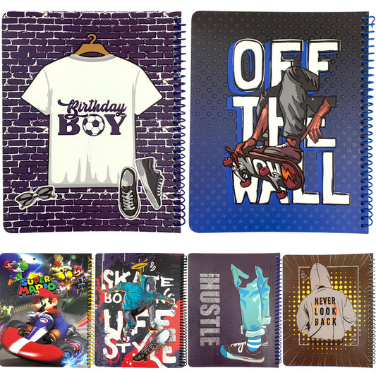 A&T Boys Spiral Notebook 8 x 10 60 Pages Assorted Models || دفتر ولادي حلزوني حجم ٨*١٠ عدد ٦٠ صفحة موديلات متنوعة