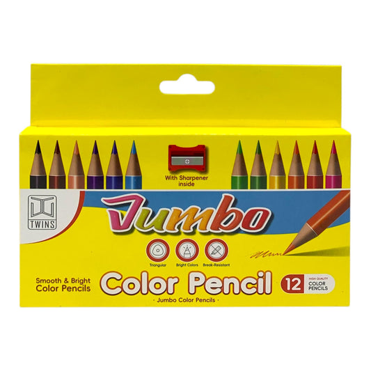 A&T Twins Jumbo Colored Pencils 12 Short Colors || الوان خشبية جامبو توينز ١٢ لون قصير