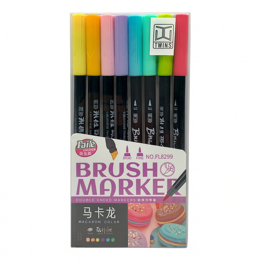 A&T Twins Brush Marker 12 Pastel Colors || الوان توينز برش ماركر ١٢ لون باستيل
