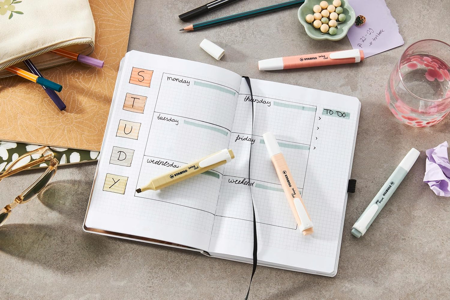 Stabilo Highlighter Set Swing Cool 6 Colors || مجموعة اقلام فسفوري باستيل ستابيلو 6 بون