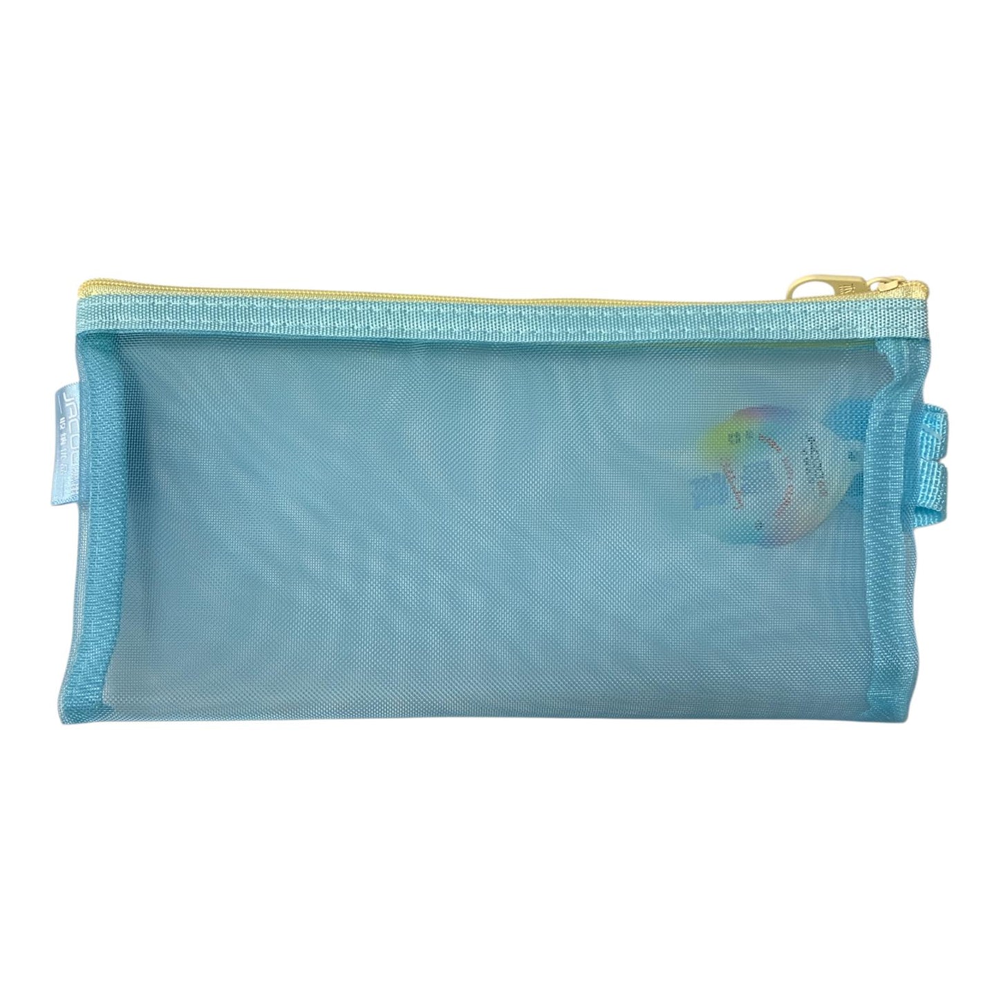Blue Pencil Case Pouch File Zipper Mesh Style || مقلمة سحاب ملف لون ازرق