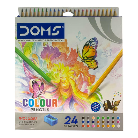 DOMS 24-Shade Colour Pencils with Sharpener || الوان خشبية دومز 24 لون مع براية