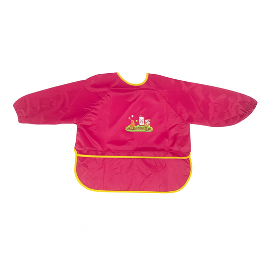 A&T Twins Pink Children Painting Bib Color Long Sleeve Apron || صدرية اطفال للتلوين كم طويل لون وردي