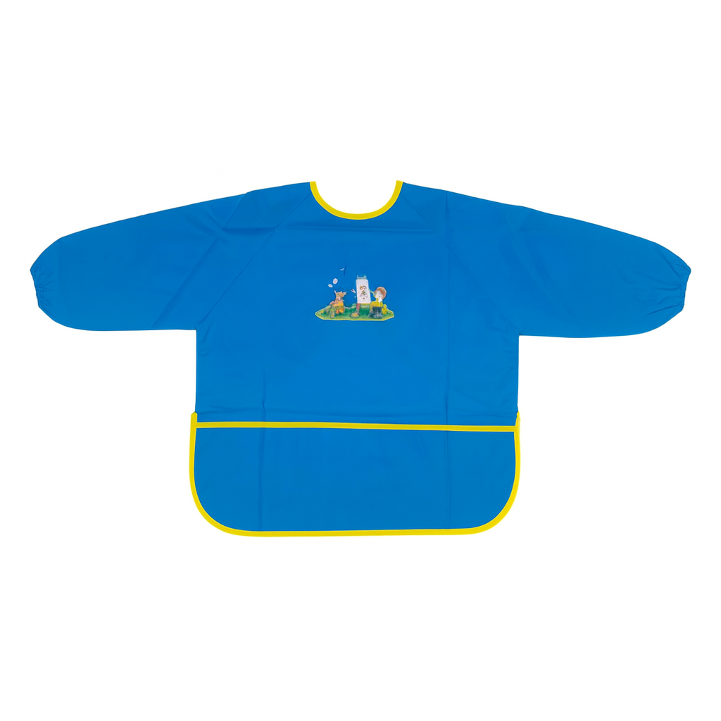 A&T Twins Light Blue Children Painting Bib Color Long Sleeve Apron || صدرية اطفال للتلوين كم طويل لون ازرق سماوي