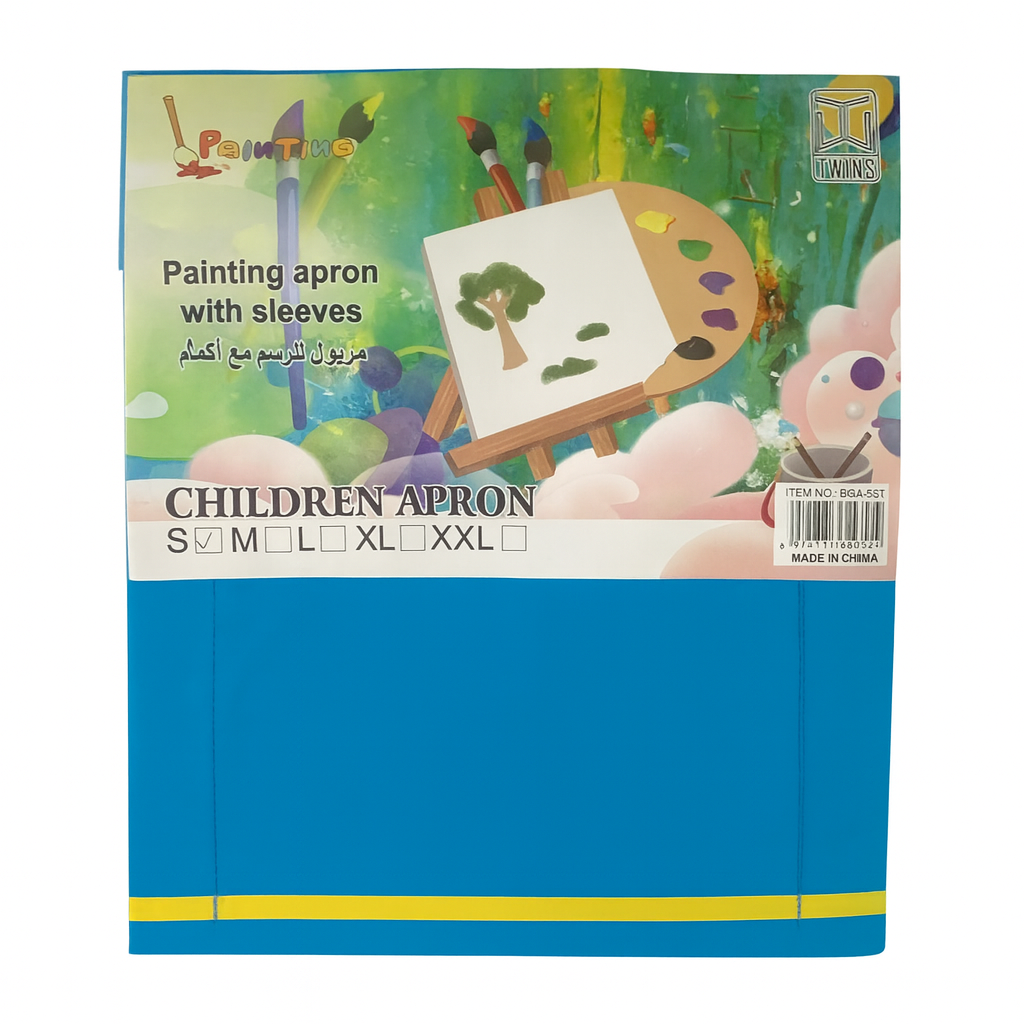 A&T Twins Light Blue Children Painting Bib Color Long Sleeve Apron || صدرية اطفال للتلوين كم طويل لون ازرق سماوي