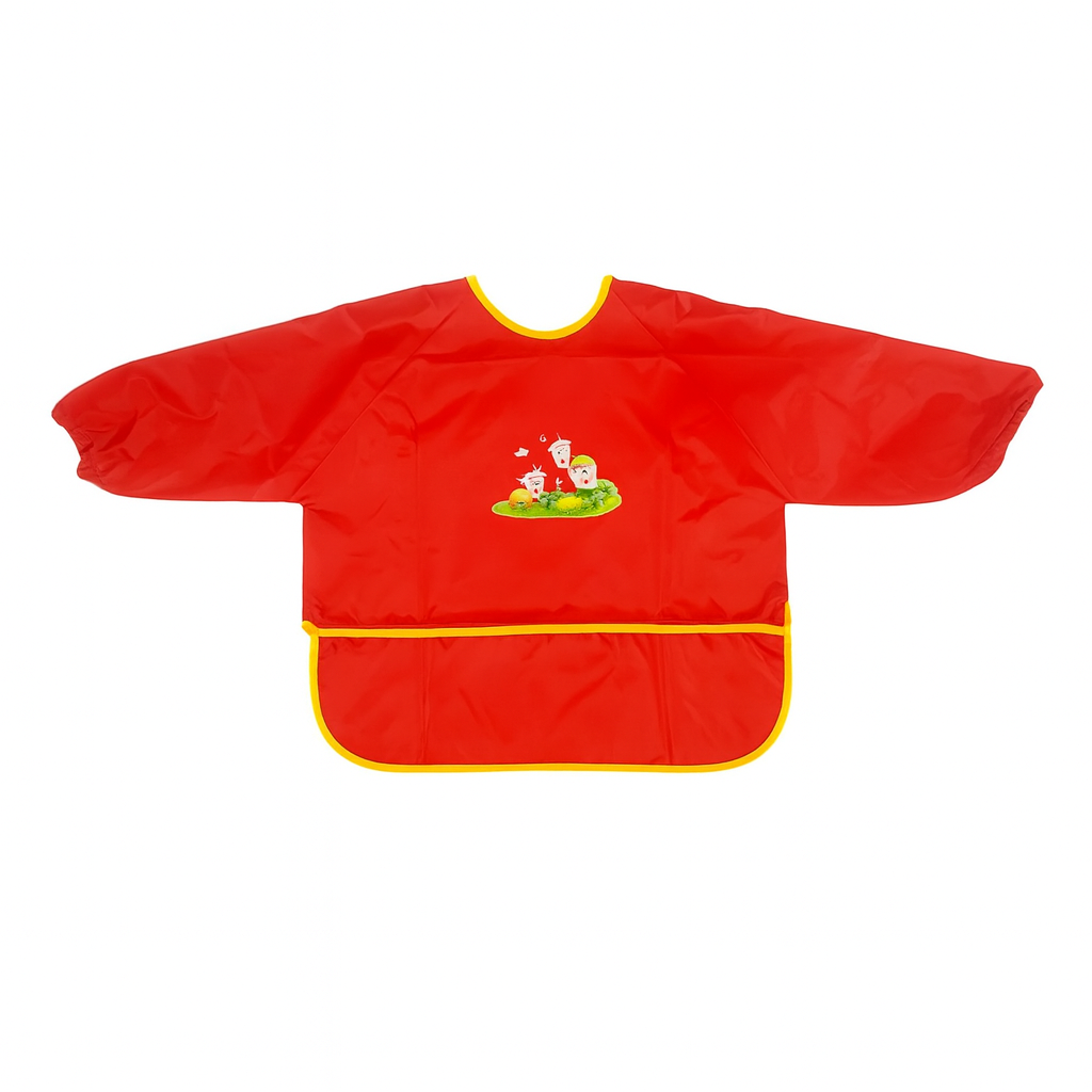 A&T Twins Light Red Children Painting Bib Color Long Sleeve Apron || صدرية اطفال للتلوين كم طويل لون احمر