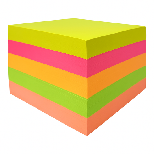 A&T Neon Notes 750 Pages 85mm || ورق ملاحظات مربع اي اند تي 750 ورقة فسفوري 85 مم