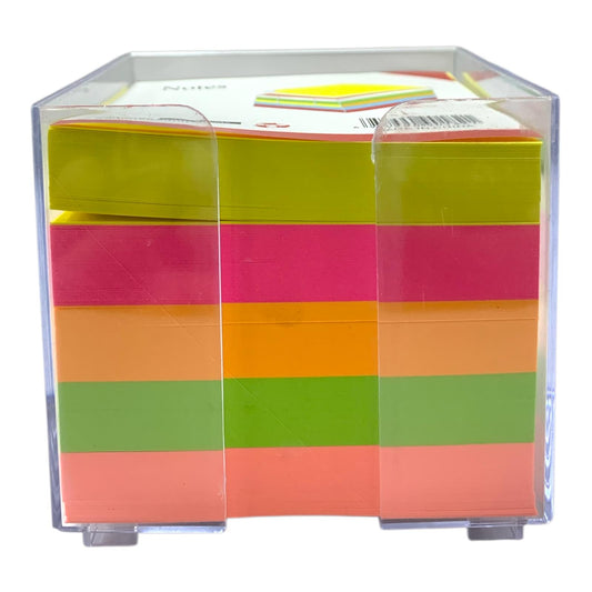 A&T Neon Notes 750 Pages 85mm with Case || ورق ملاحظات مربع اي اند تي 750 ورقة فسفوري 85 مم مع قاعدة