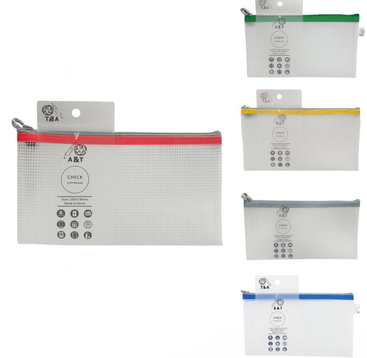 A&T Zipper File Pencil Pouch Size Assorted Color || ملف سحاب اي اند تي حجم مقلمة ألوان متنوعة