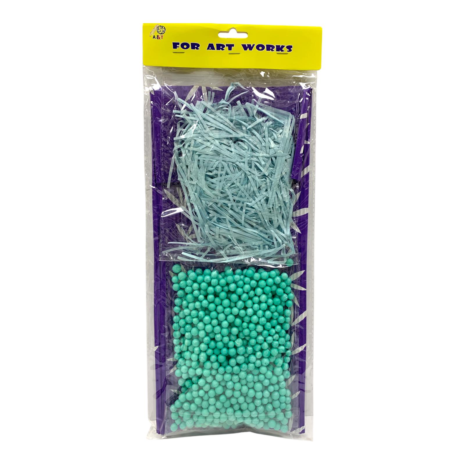 A&T Craft Kit Shredded Paper & Foam Balls || مجموعة اشغال يدوية اي اند تي كرات فلين و قش