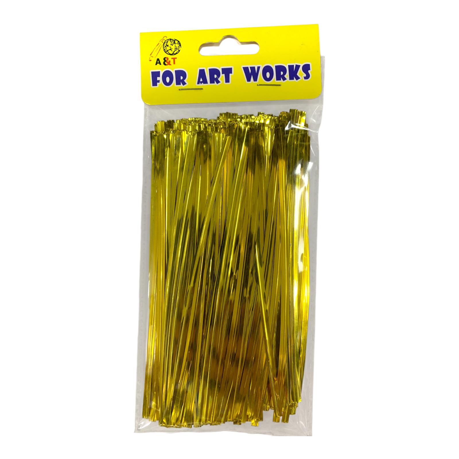 A&T DIY Plastic Sticks 15 cm Gold Color || أعواد بلاستيك ملونه حجم 15 سم لون ذهبي