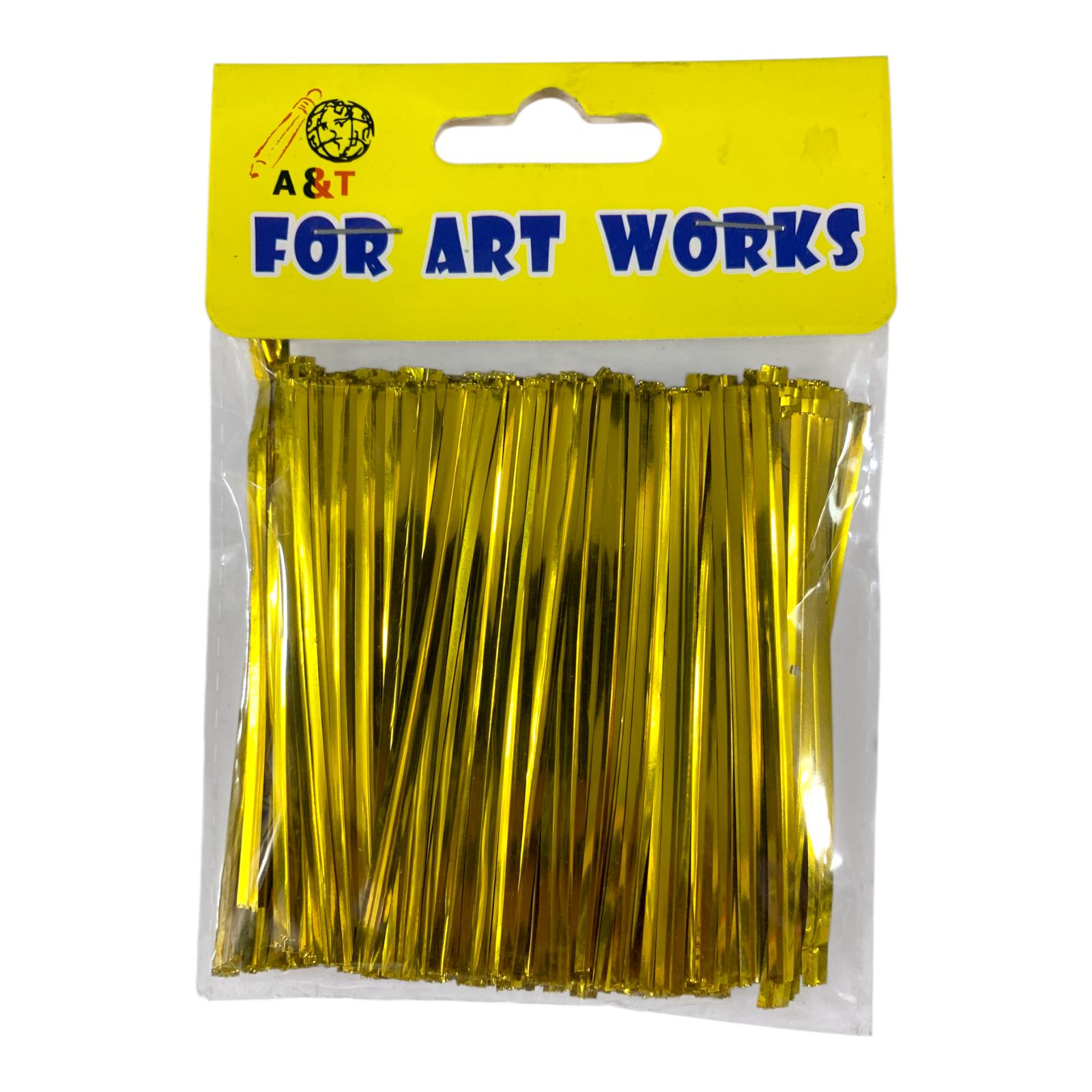A&T DIY Plastic Sticks 10 cm Gold Color || أعواد بلاستيك ملونه حجم 10 سم لون ذهبي