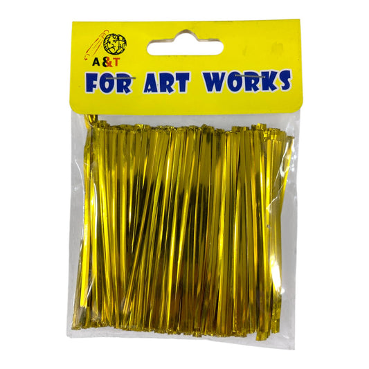 A&T DIY Plastic Sticks 10 cm Gold Color || أعواد بلاستيك ملونه حجم 10 سم لون ذهبي