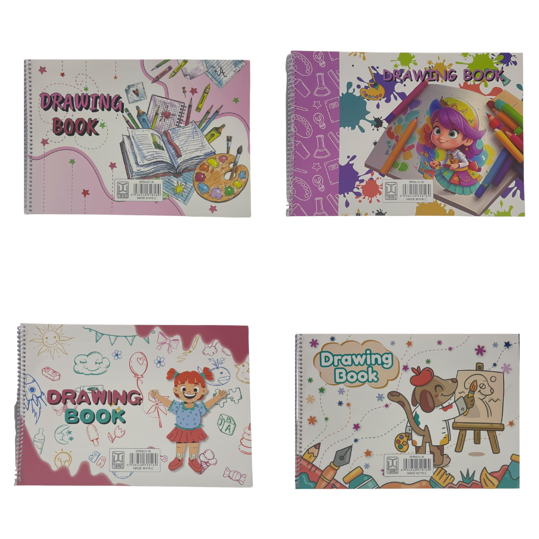 A&T Twins Drawing Book 16 Pages for Kids Assorted Colors || دفتر رسم سلك للاطفال اي اند تي 16 صفحة موديلات متنوعة