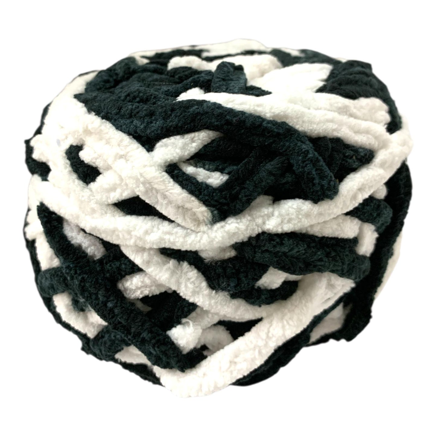 Black & White Chunky Chenille Yarn Super Soft & Plush || خيط صوف ناعم حجم كبير لون اسود و ابيض