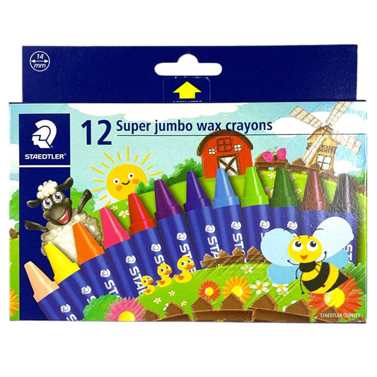 Staedtler Super Jumbo Wax Crayons 12 Colors || الوان شمعية سوبر جامبو ستدلر ١٢ لون