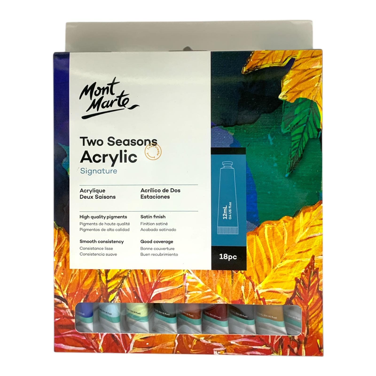 Mont Marte Signature Two Seasons Acrylic Paint Set - 18 x 12ml Tubes for Seasonal Palettes || الوان اكريليك مونت مارت ١٨ لون ١٢ مل لفصول السنة