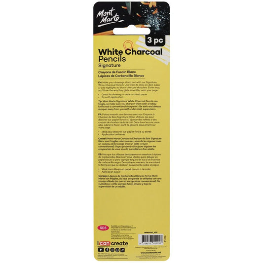 Mont Marte White Charcoal Pencils Signature 3pc || اقلام فحم سكتش مونت مارت لون ابيض 3 حبة
