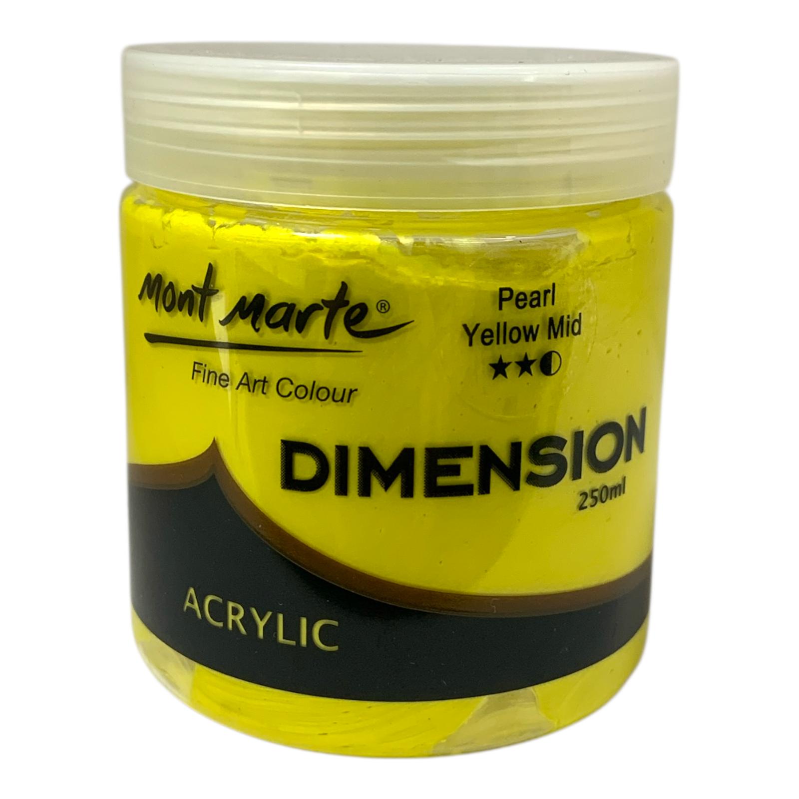 Pearl Yellow Mid Mont Marte Dimension Acrylic Color 250 ml || الوان اكريليك مونت مارت حجم ٢٥٠ مل لون اصفر لؤلؤي