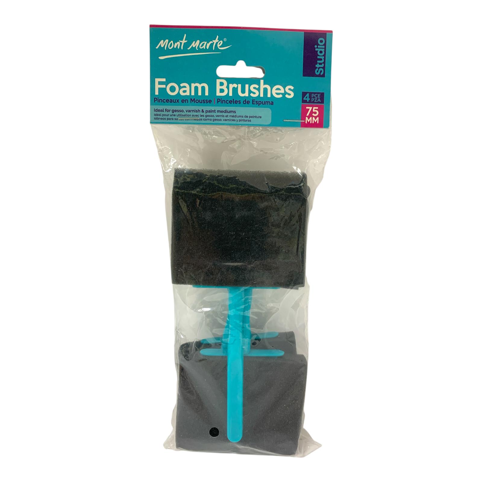 Mont Marte Studio Foam Brushes - 4 Piece (75mm) for Smooth Painting & Staining || فرش اسفنج مونت مارت ٤ قطع مقاس ٧٥ مل