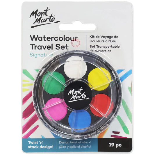 Mont Marte Watercolour Travel Set Signature 19pc || الوان مائية مونت مارت للسفر 19 لون