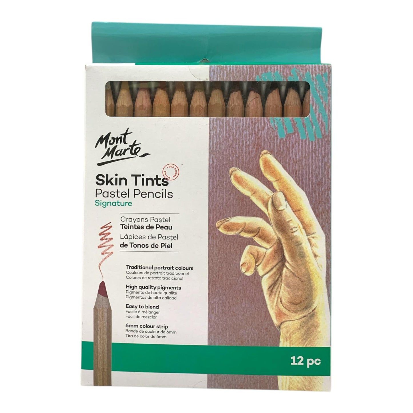 Mont Marte Skin Tint Pastel Pencils 12 Pcs || الوان باستيل رصاص مونت مارت درجات البشرة ١٢ لون