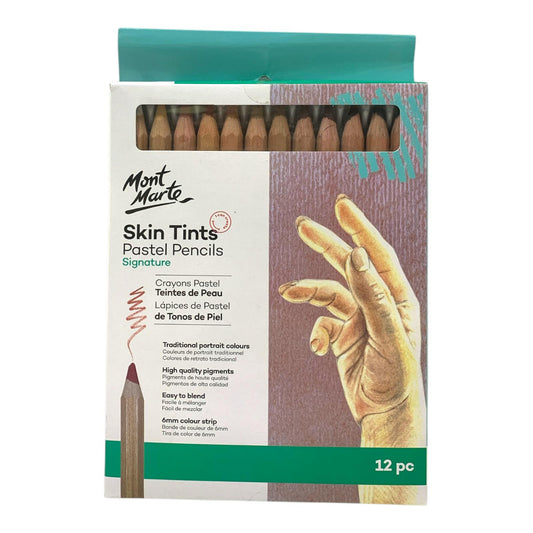 Mont Marte Skin Tint Pastel Pencils 12 Pcs || الوان باستيل رصاص مونت مارت درجات البشرة ١٢ لون