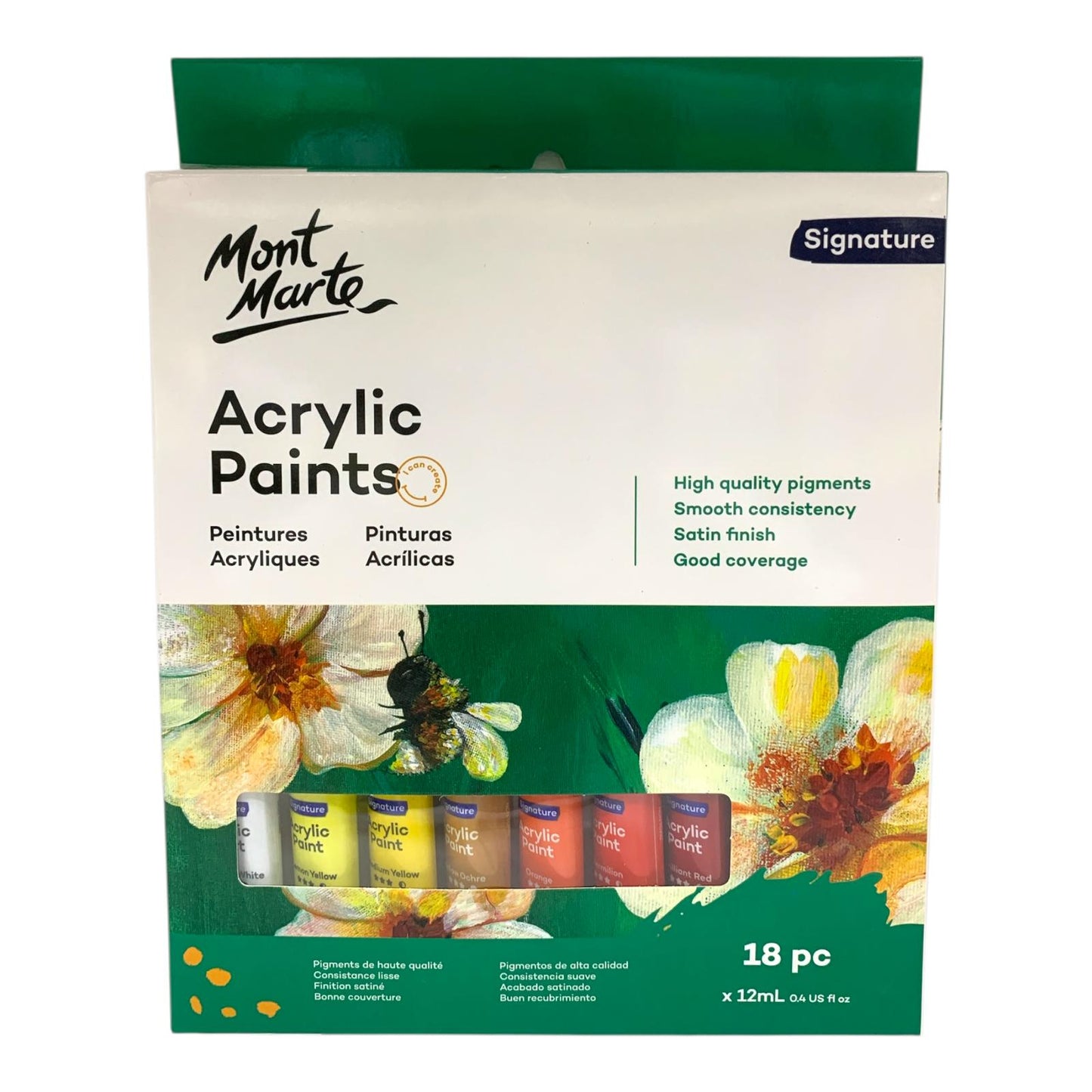 Mont Marte Signature Acrylic Paints Set - 18 x 12ml || الوان اكريليك مونت مارت ١٨ لون ١٢ مل