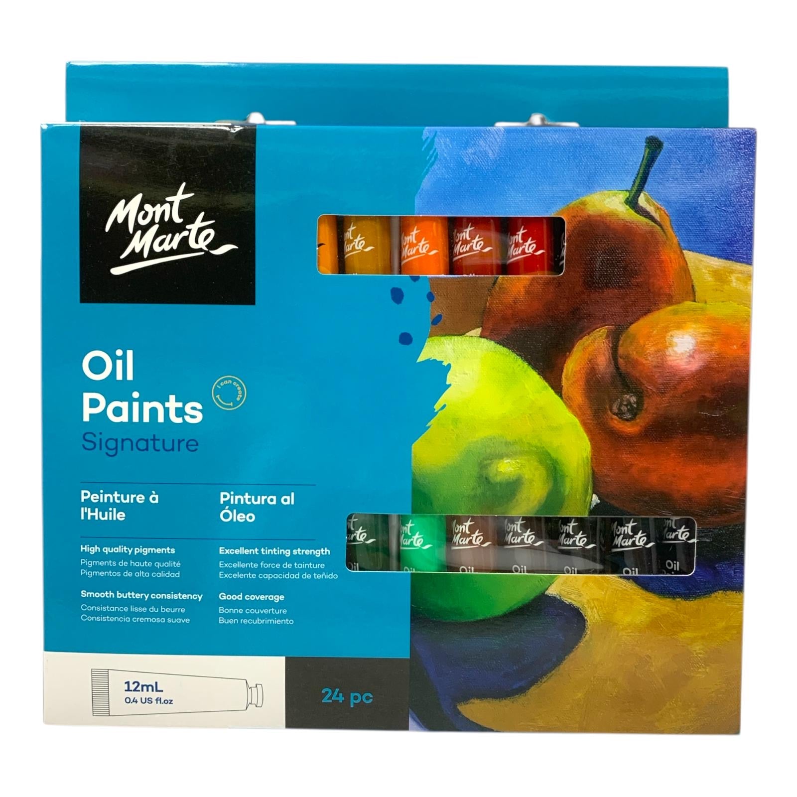 Mont Marte Signature Oil Paints Set - 24 x 12ml Tubes for Rich & Expressive Art || ألوان زيتية مونت مارت ٢٤ لون ١٢ مل للفنون التعبيرية