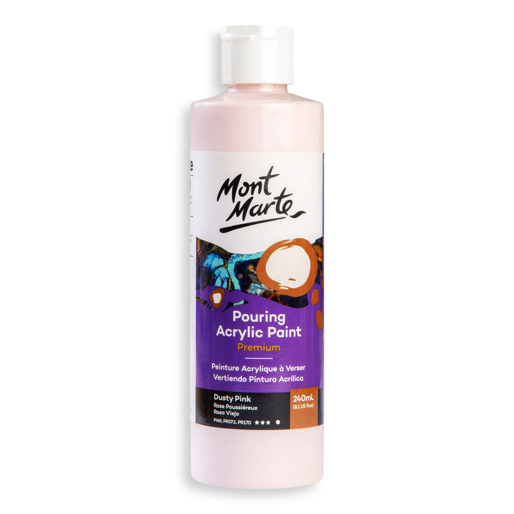 Mont Marte Premium Pouring Acrylic Paint 240ml for Fluid Art Dusty Pink || الوان سكب اكريليك مونت مارت حجم ٢٤٠ مل لون وردي فاتح