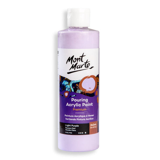 Mont Marte Premium Pouring Acrylic Paint 240ml for Fluid Art Light Purple || الوان سكب اكريليك مونت مارت حجم ٢٤٠ مل لون بنفسجي فاتح