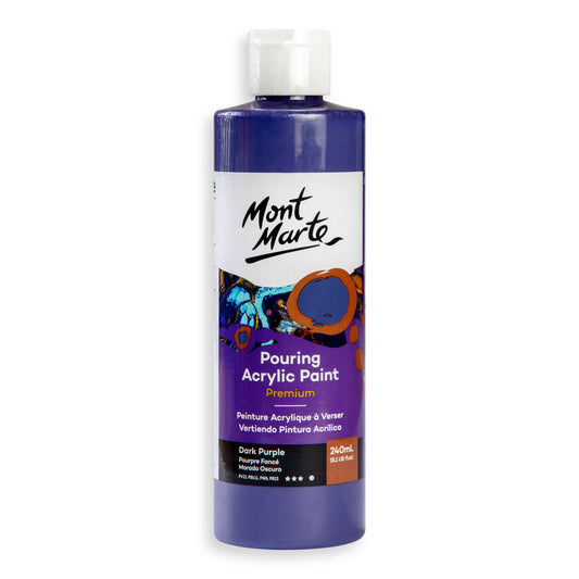 Mont Marte Premium Pouring Acrylic Paint 240ml for Fluid Art Dark Purple || الوان سكب اكريليك مونت مارت حجم ٢٤٠ مل لون بنفسجي غامق