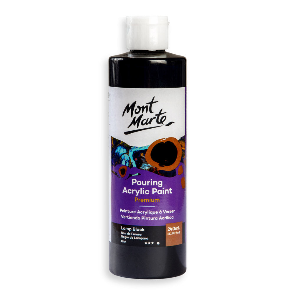 Mont Marte Premium Pouring Acrylic Paint 240ml for Fluid Art Lamp Black || الوان سكب اكريليك مونت مارت حجم ٢٤٠ مل لون اسود