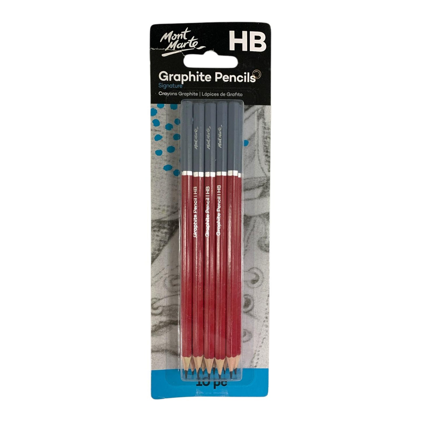 Mont Marte Signature Graphite Pencils 2B - 10 Piece Set for Everyday Drawing || اقلام رصاص مونت مارت سكتش تو بي ١٠ حبة للاستخدام اليومي
