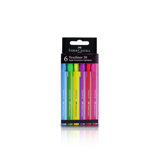 Faber Castell Textliner Super Florescent 6 Colors || اقلام فسفورية فيبر كاستل ٦ لون فاقعة