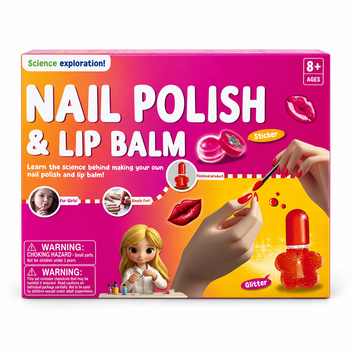 Science Exploration Nail Polish & Lip Balm Kit 8+ || مجموعة صنع طلاء الأظافر ومرطب الشفاه للأطفال 8+